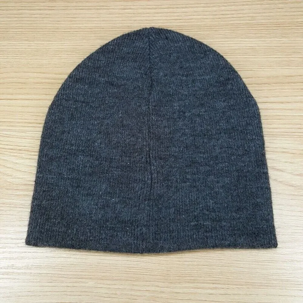 KENNETH COLE REACTION Beanie Hat Gray Acrylic Knit Logo One Size